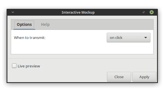 Dialog for the Interactive Mockup extension