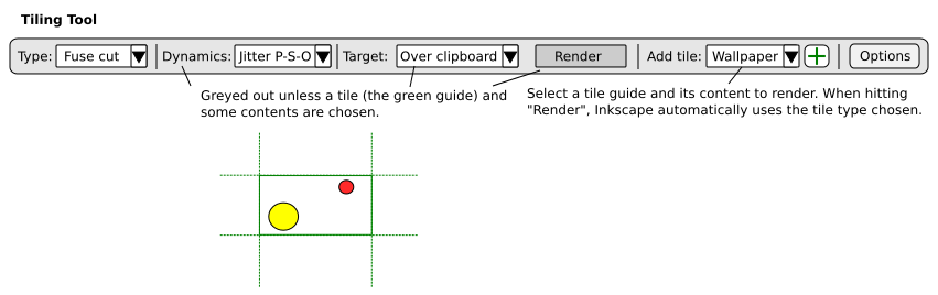 GUI proposal for the Render mode of the Tiling tool