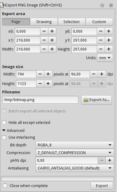 Với Inkscape, nền tảng vector đều có thể được xuất ra dưới định dạng PNG với nhiều tùy chọn linh hoạt. Bạn có thể tạo ra những tệp ảnh chất lượng cao và phù hợp với đa dạng mục đích sử dụng. Hãy đón xem hình ảnh liên quan đến các tùy chọn xuất file PNG của Inkscape.