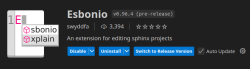 The Esbonio extension on the VSCode marketplace