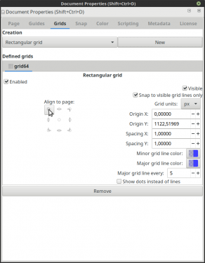 Grid alignment options in document properties